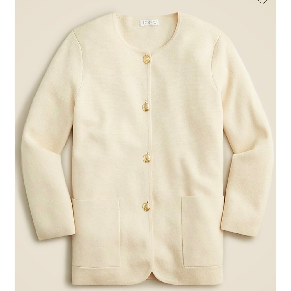 J Crew Giselle Sweater Blaze Cream Cardigan Button Front Pockets Size M